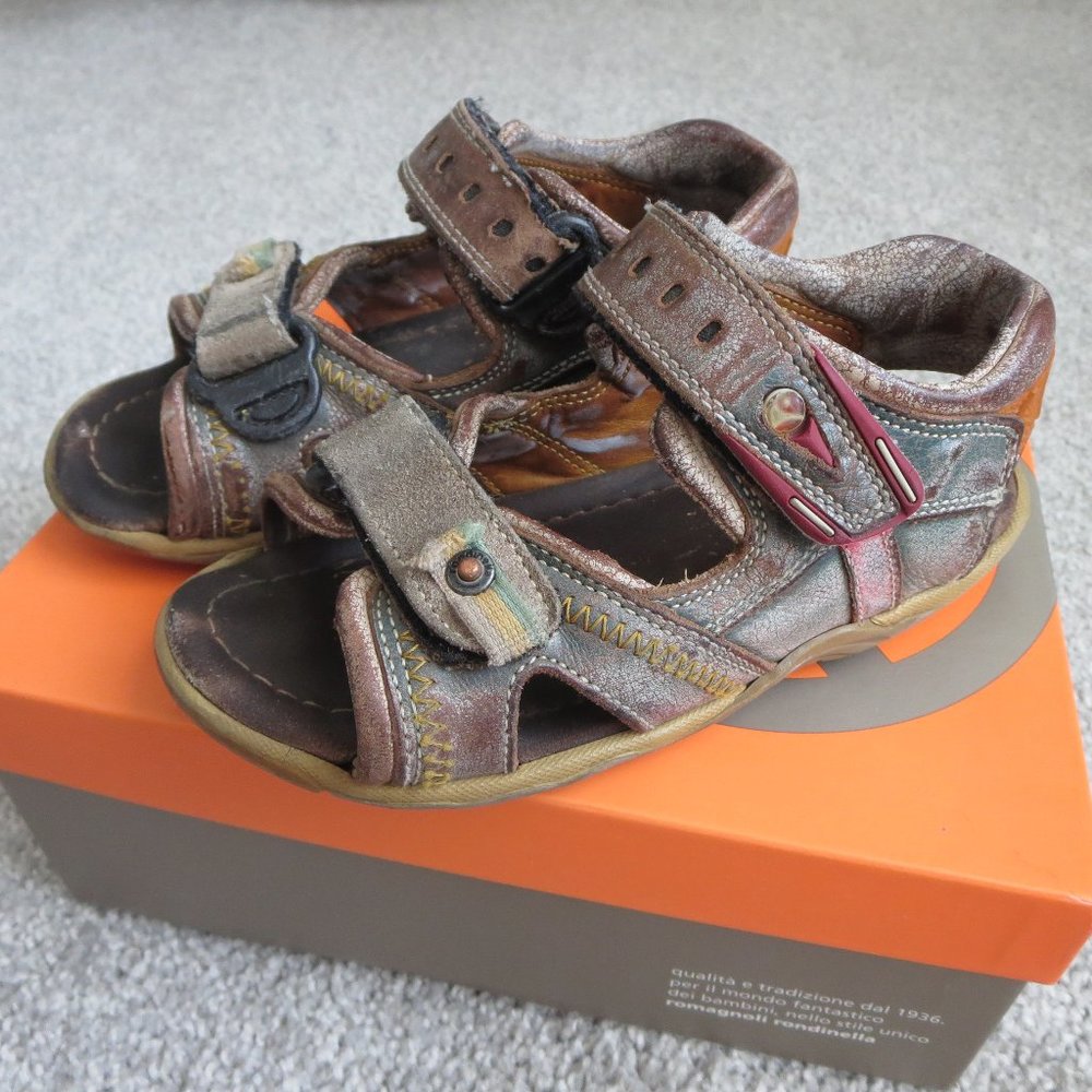Rondinella Boys Leather Logo Sandals Shoes EUR 27 / US 10 M